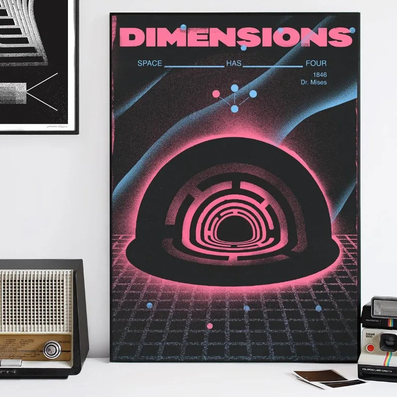 Abstract Futurism Canvas Wall Art | Dark Geometry Retro Print Canvas Wall Art Print Peaceful Pleasures Health and Wellness