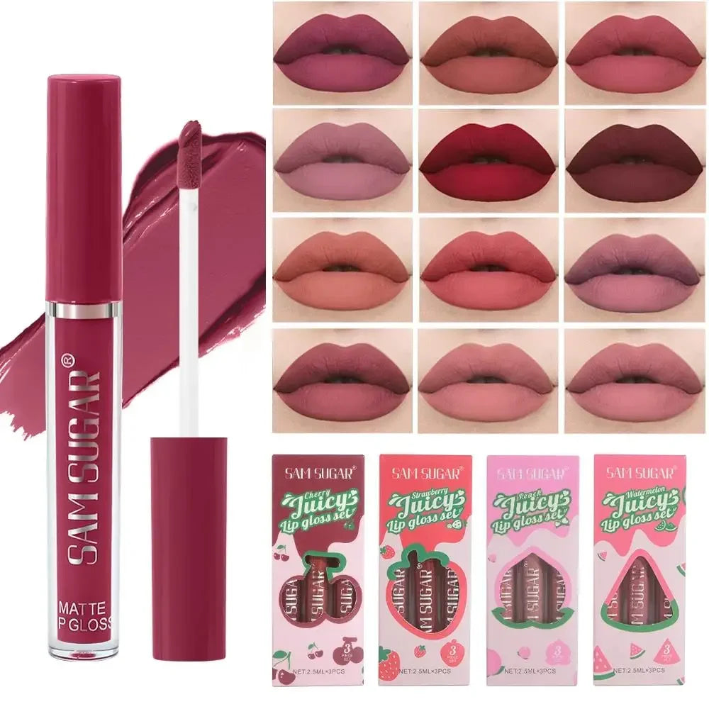 SAM SUGAR Velvet Matte Lip Gloss Set – Long Lasting Lipstick