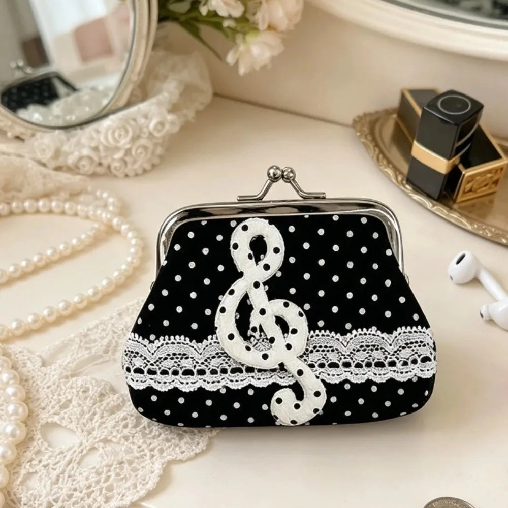 Polka Point Small Wallet Fashion Feast Party Handbag Portable Clutch Bag Mini Coin Purse Cosmetics Earphones Storage Bag Peaceful Pleasures Health and Wellness