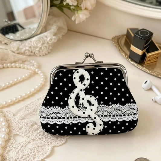 Polka Point Small Wallet Fashion Feast Party Handbag Portable Clutch Bag Mini Coin Purse Cosmetics Earphones Storage Bag Peaceful Pleasures Health and Wellness