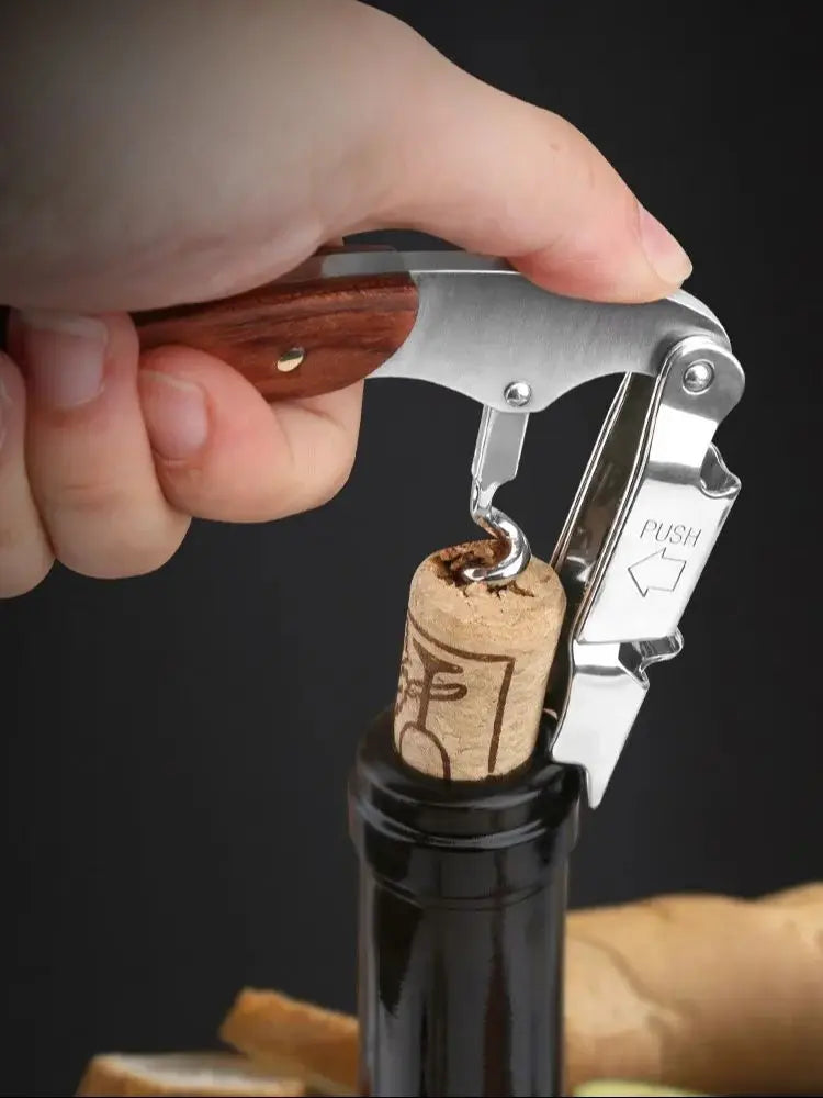 1PC Professional Wood Corkscrews for Wine Bottles w/Foil Cutter and Cap Remover Manual Wine Key for Servers Waiters, Bartenders Peaceful Pleasures Health and Wellness