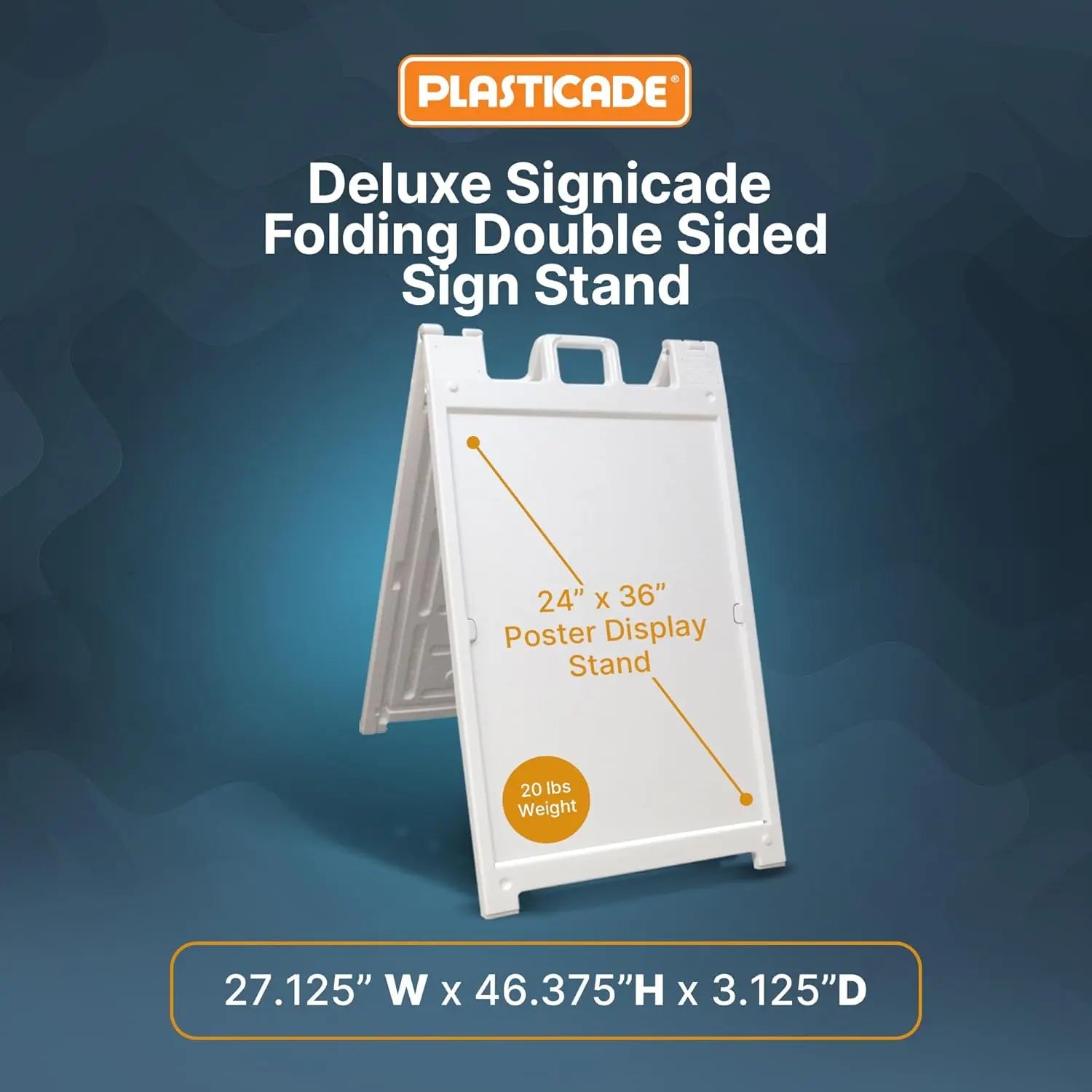White Plasticade Signicade Deluxe A Frame Sidewalk Curb Sign Portable Folding Double Sided Display with Quick Change System Peaceful Pleasures Health and Wellness white