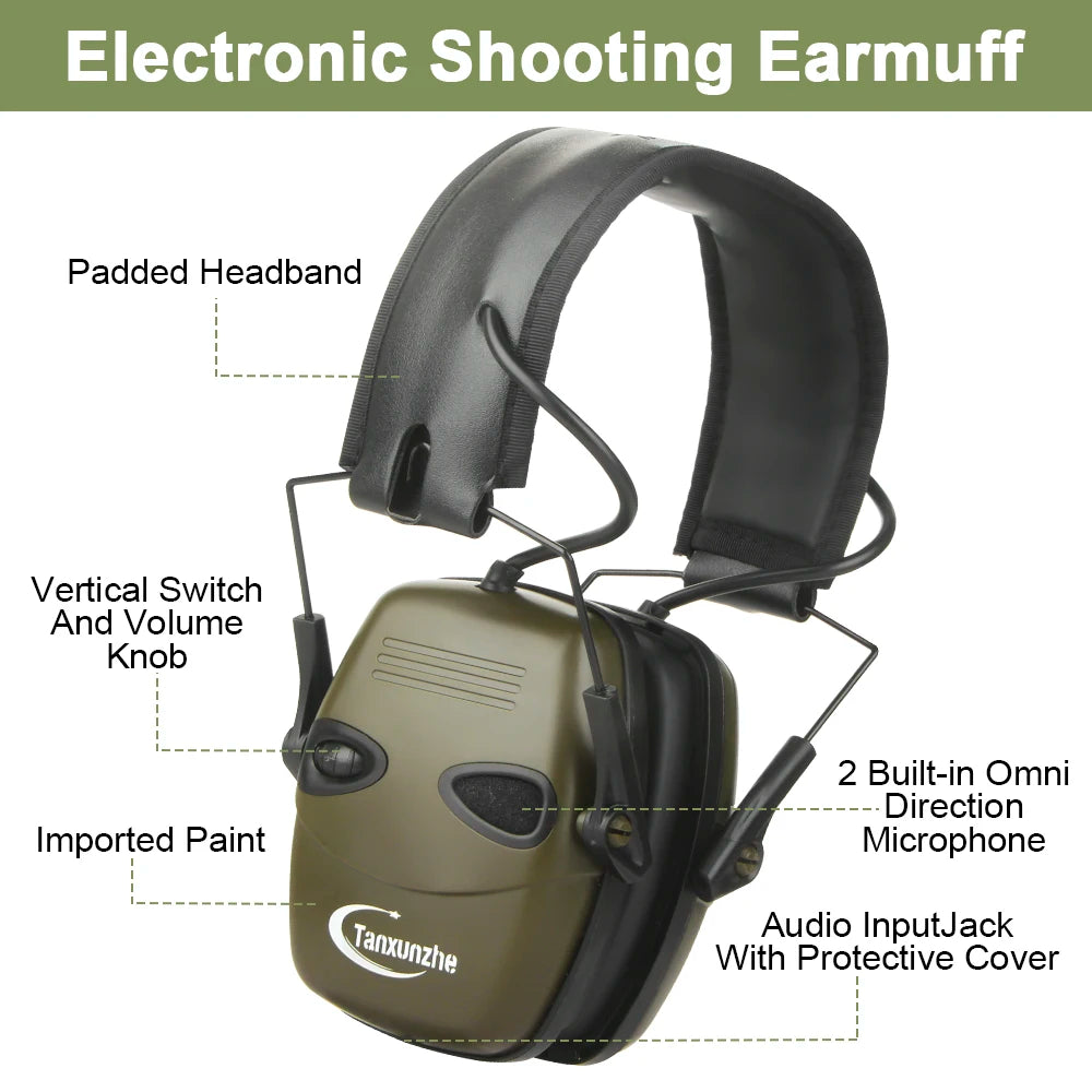 Tactical Electronic Shooting Earmuff Case Anti-noise Headphone Sound Amplification Hearing Protection Headset Foldable Earmuffs Peaceful Pleasures Health and Wellness