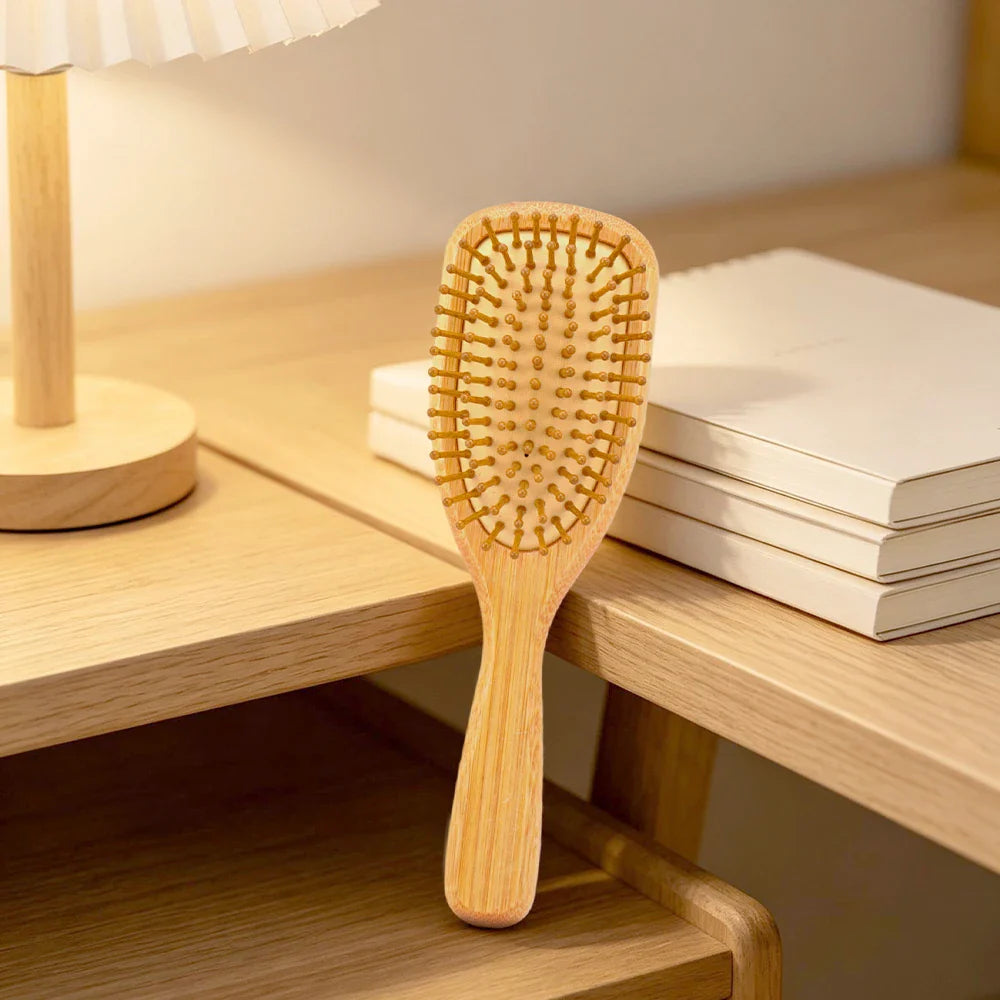 Mini Bamboo Air Cushion Hairbrush – Scalp Massage & Detangle