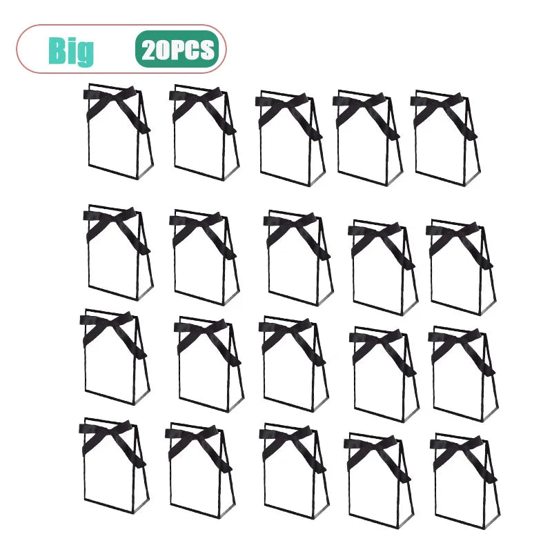 Black & White Bow Gift Bags | Party & Wedding Favors 10-20pcs