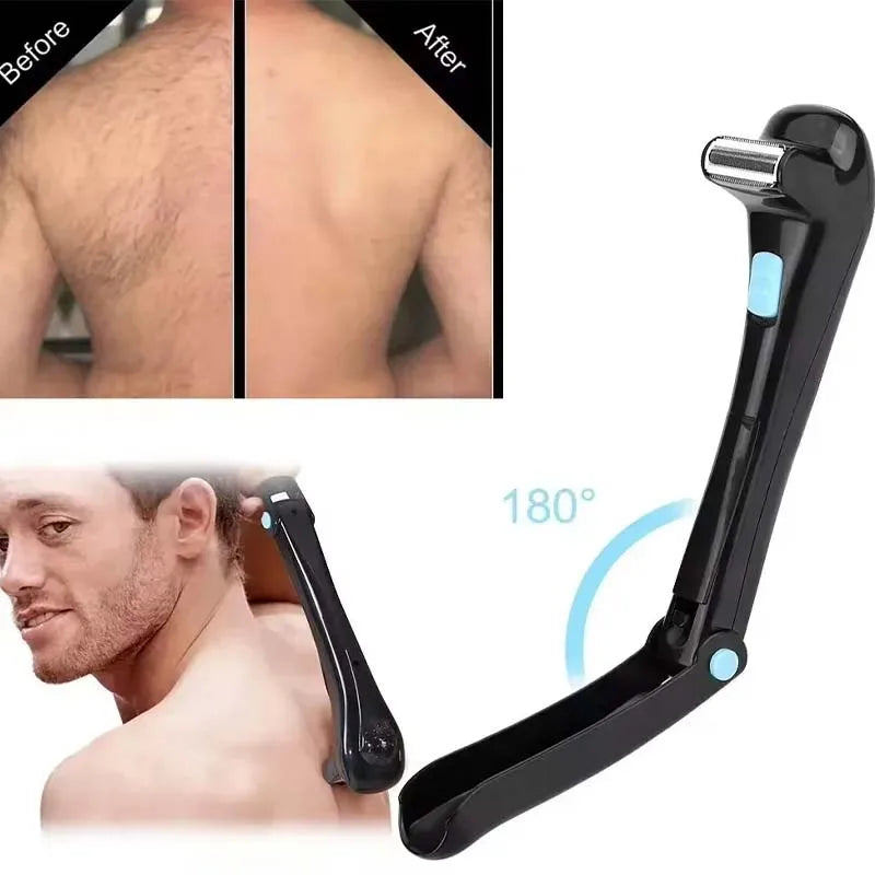 Wholesale two-piece blade battery-powered foldable men's hair removal back and full-body shaving kit Peaceful Pleasures Health and Wellness
