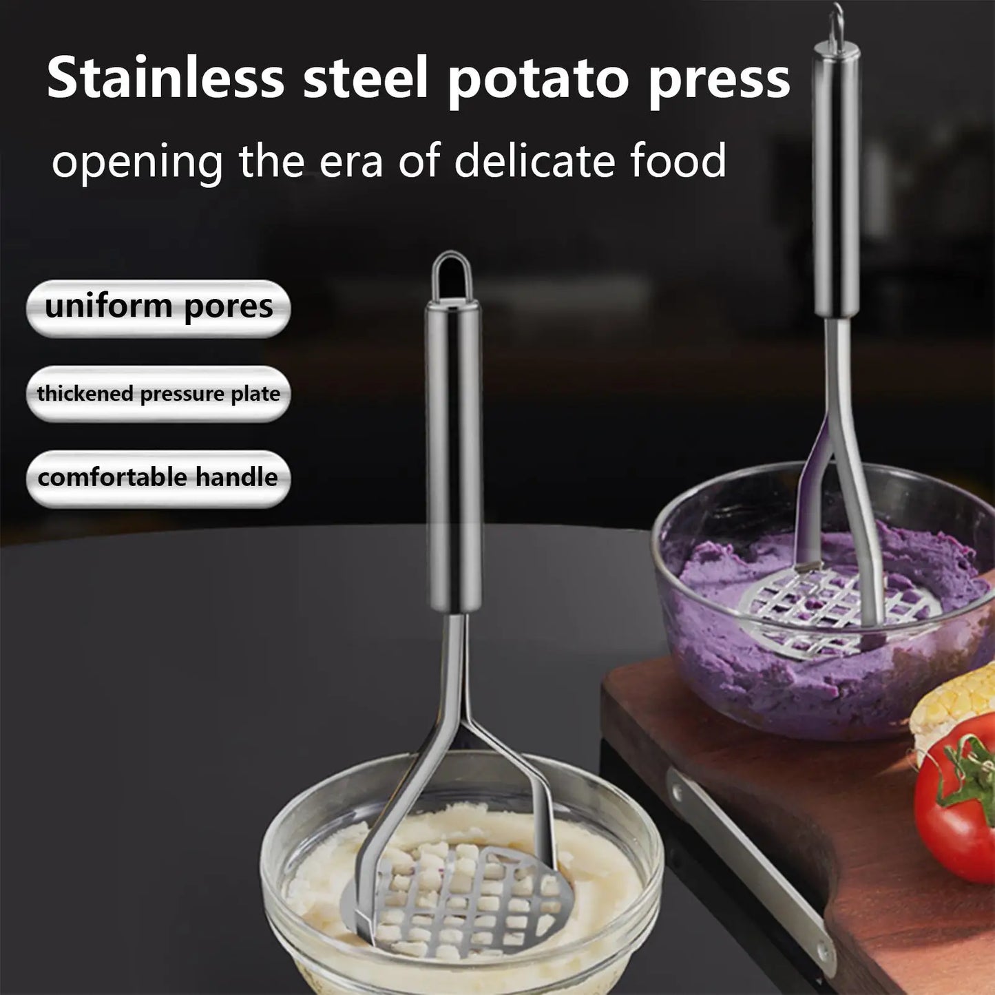 Stainless Steel Potato Masher | Manual Fruit & Veggie Crusher