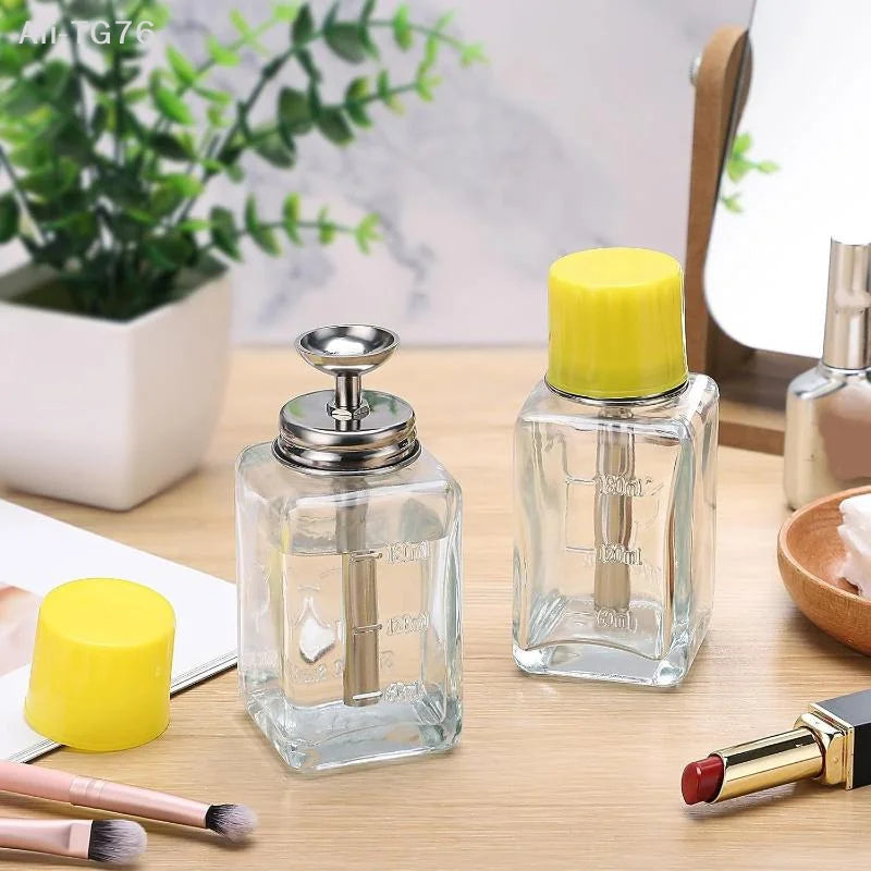 180ml Glass Press Pump Bottle – Nail Remover & Liquid Dispenser