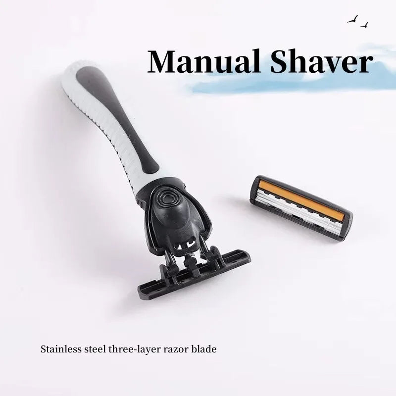 Shaver Brand New Design Men Razor Shaving Three Layer Shaver Reusable Razor Imported Blade Multi Tool Head Replace Peaceful Pleasures Health and Wellness