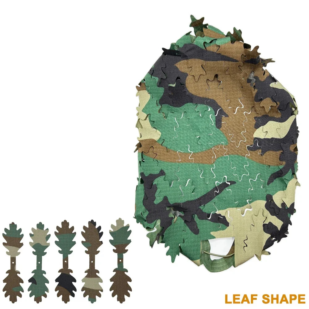 3D Camo Laser Cut Leaf Shape Airsoft Helmet Cover Mesh Helmet Cloth Paintball Paratrooper Hunting Airsoft Helmet Accessories Peaceful Pleasures Health and Wellness Jungle Leaf