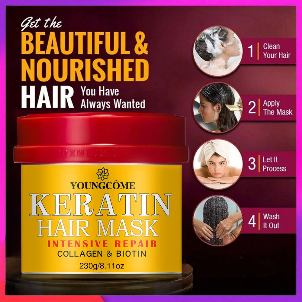 Hair Repairs Hair Mask Biotin Collagen Keratin Treatment Hairs Conditioner Hair Essential Oil Nourishing for Dry Damaged Peaceful Pleasures Health and Wellness