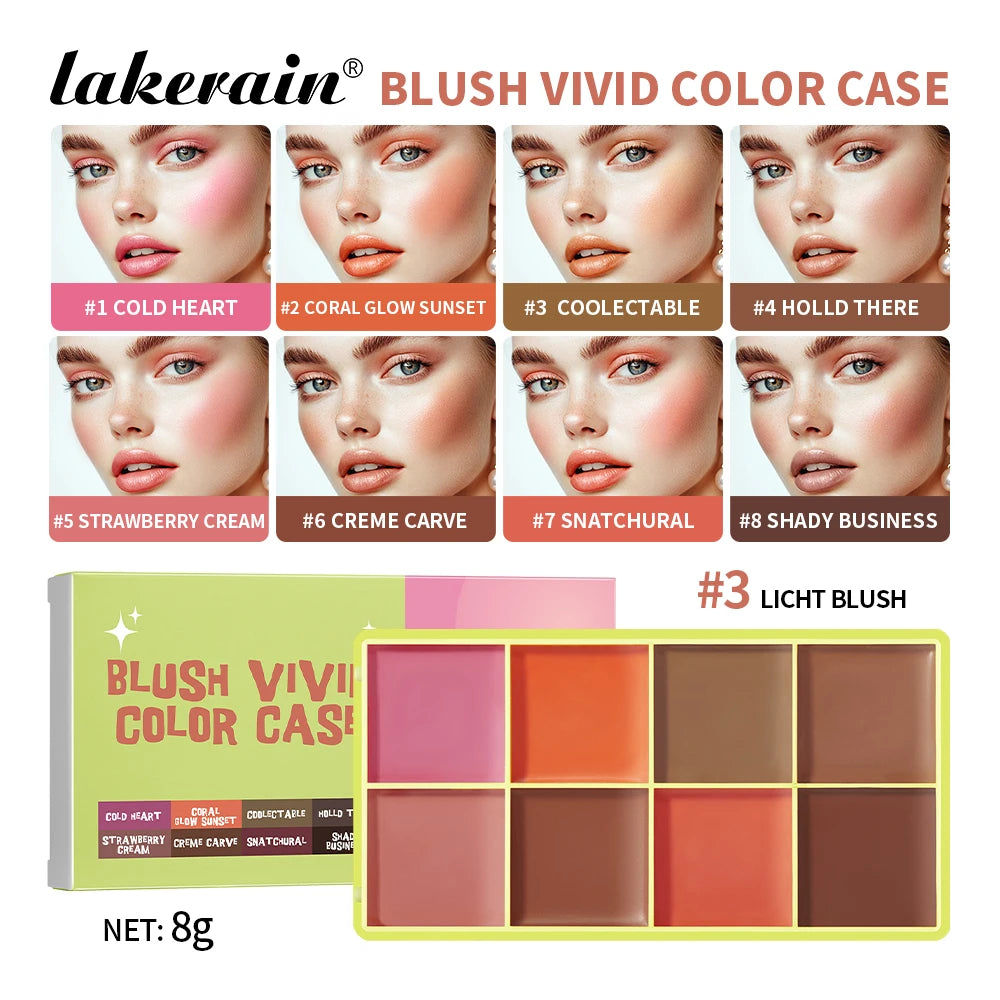 8Colors Cream Highlighter Palett Face Brighten Highlighter Blush&Contouring Shimmer Concealer Cream Makeup Tool Cosmetics Peaceful Pleasures Health and Wellness blush palette A