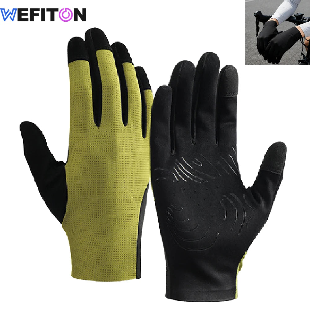 1Pair Breathable SBR Anti-Slip Cycling Gloves Full Finger Touch Screen Thin Summer Bike Gloves for Men Women Mountain Bicycle Peaceful Pleasures Health and Wellness