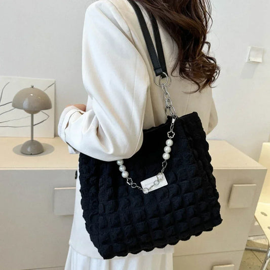 Underarm Pleated Bubble Single-shoulder Bag for Women Large-capacity Casual and Stylish Tote Bag Fashionable Women's Handbags Peaceful Pleasures Health and Wellness