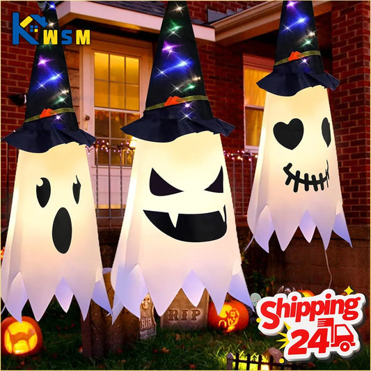 Halloween Witch Hat Ghost Hanging LED Decoration – 1-5 PCS Halloween Hanging Decor Oasis Select