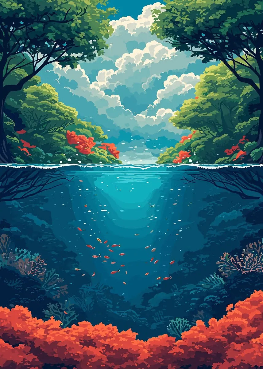 Aestheticism Anime Scenes Posters Sakura Tram Train Ocean View Landscape Prints Canvas Painting Wall Art Picture for Home Decor Peaceful Pleasures Health and Wellness SKU-1 20x30cm Unframed