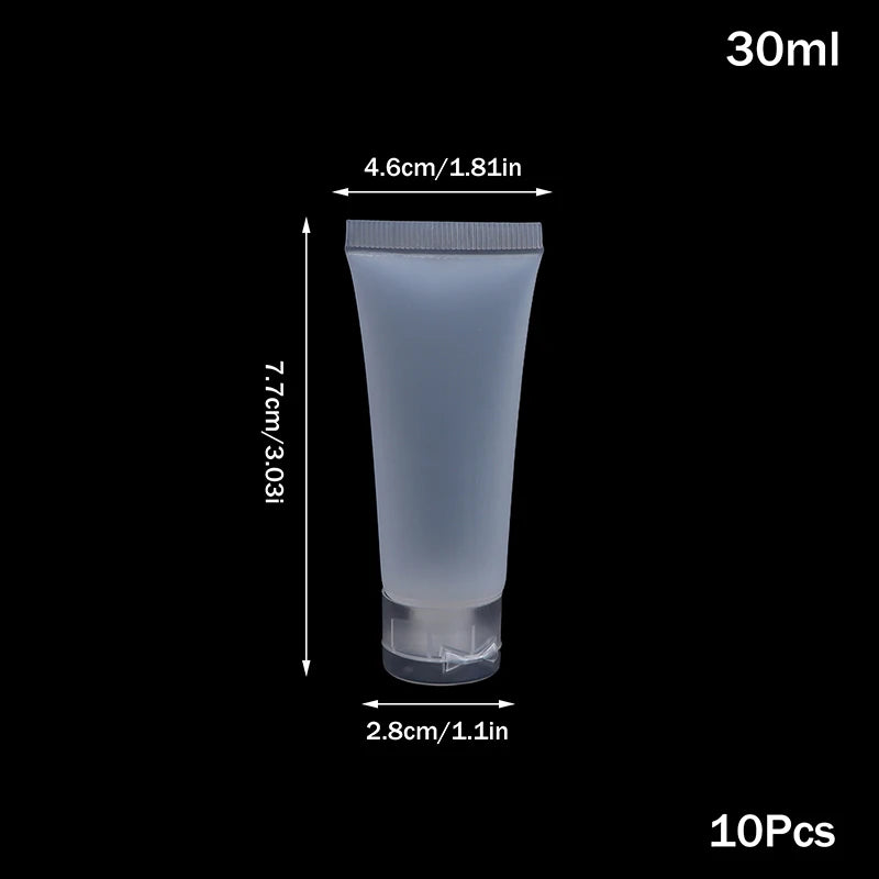 10Pcs Refillable Clear Lotion Containers for Travel Medical Supplies Peaceful Pleasures Health and Wellness 30ml flip cover