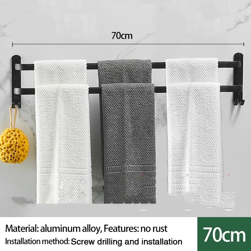 Wall-Mounted Aluminum Towel Rack | 1, 2 & 3 Bar Options