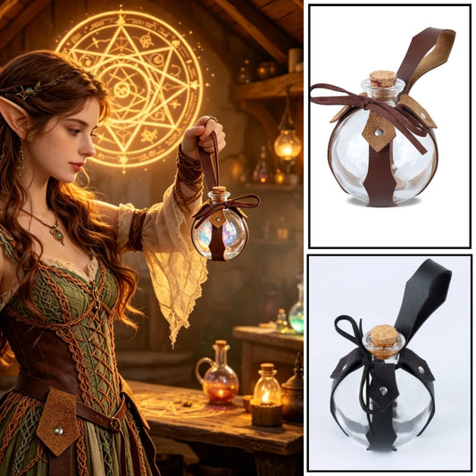 Renaissance Halloween Cosplay Belt Elf Leaf Leather Cover Potion Peaceful Pleasures Health and Wellness