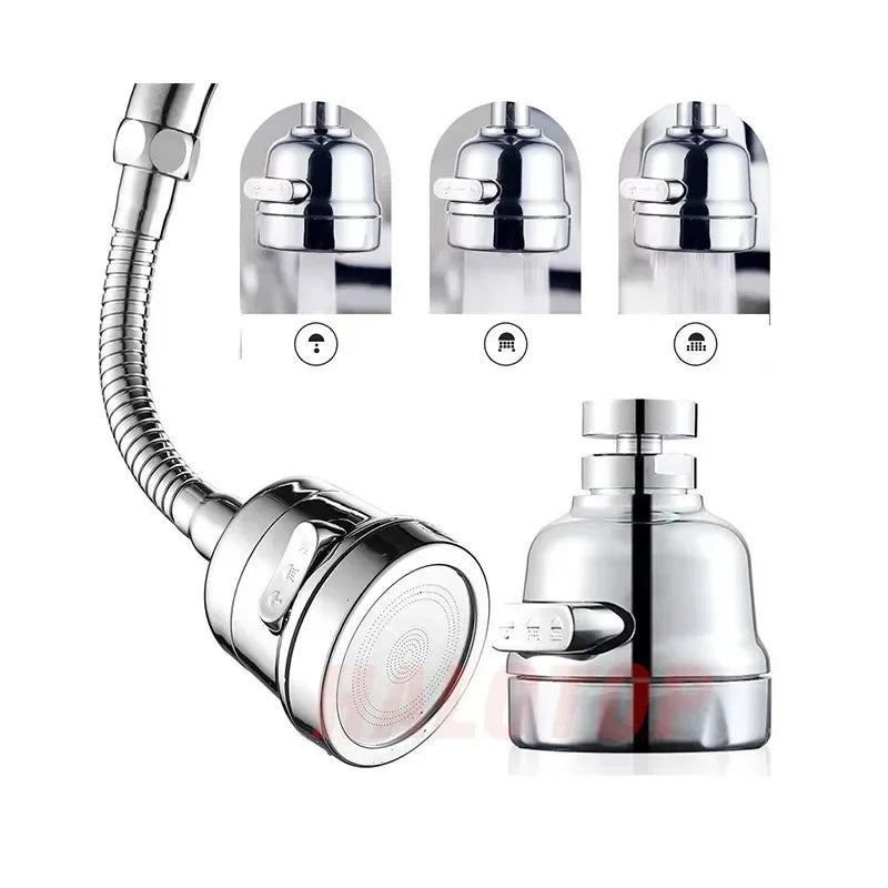 Universal Sink Faucet with 2/3 Modes 360 Degree Rotation Filter Extension Tube Shower Head Water Saving Kitchen Accessory Peaceful Pleasures Health and Wellness