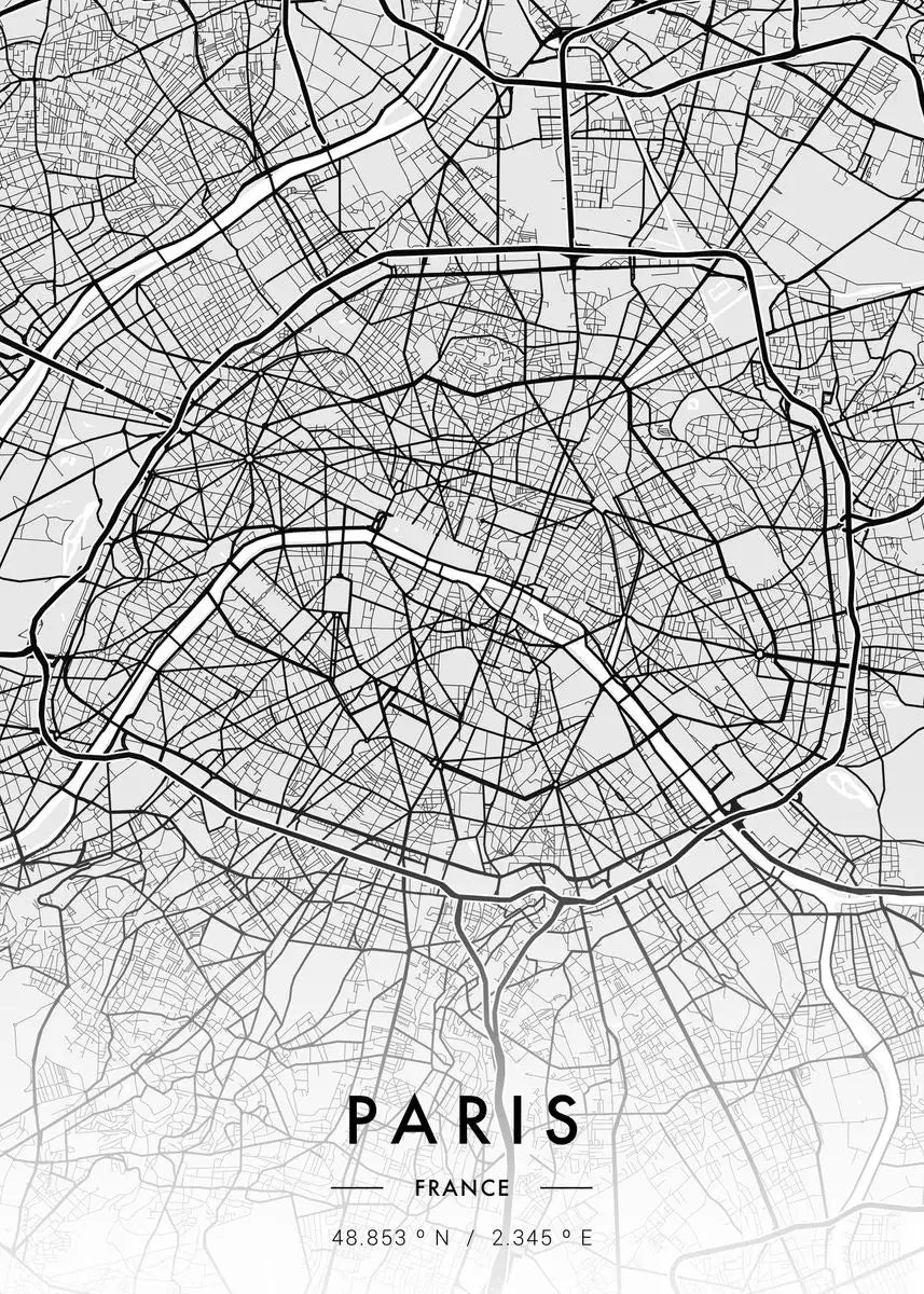 Paris & New York City Map Canvas Wall Art – Black & White Canvas Wall Art Peaceful Pleasures Health and Wellness