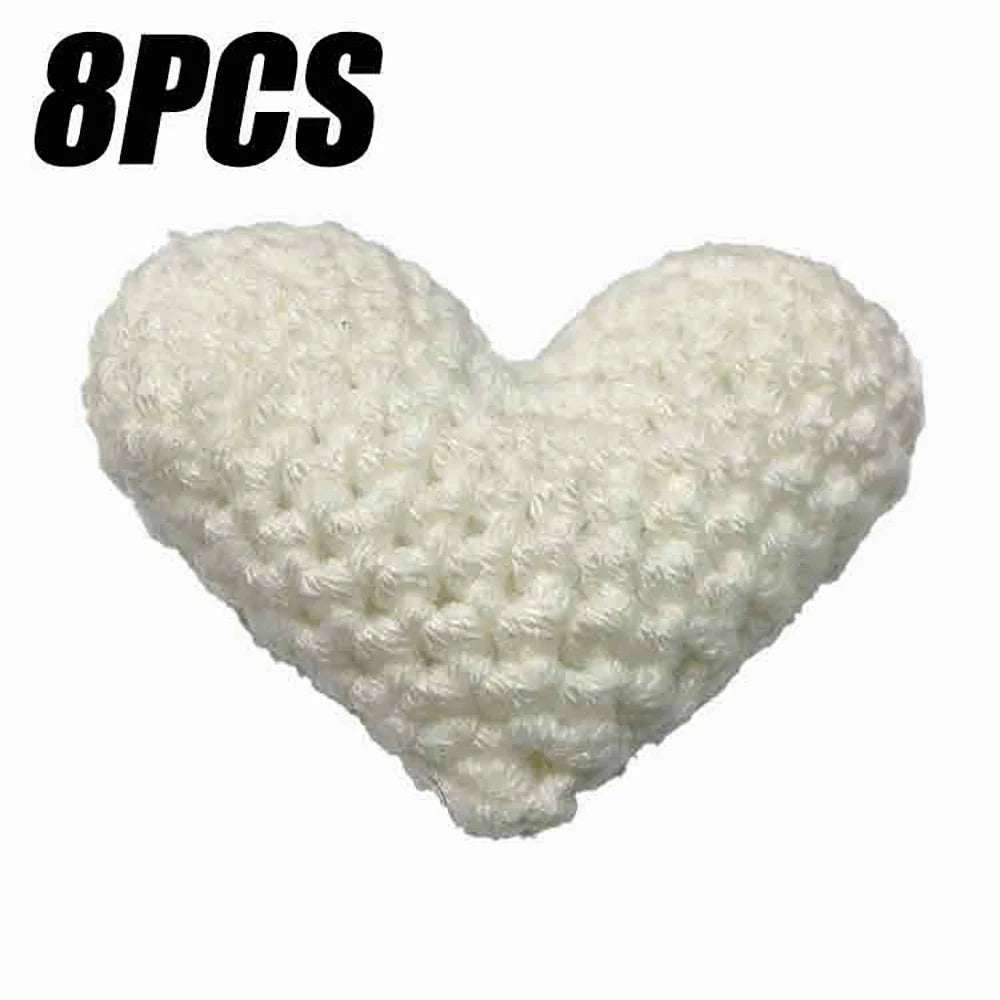 Handmade Crochet Heart Appliques 8 Pcs | Wool DIY Craft Hearts
