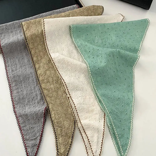 Embroidered Flower Cotton Scarf – Vintage Triangle Hair & Neck Fashion Scarf Oasis Select