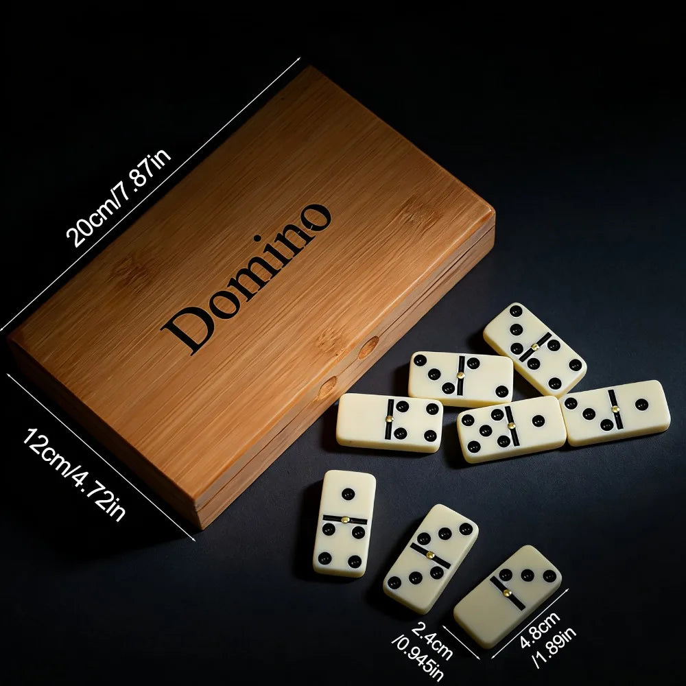 Premium Wooden Domino Game Set, 28PCS Classic Double Six Dominoes for Family Block & Draw Travel & Portable Table Game Peaceful Pleasures Health and Wellness