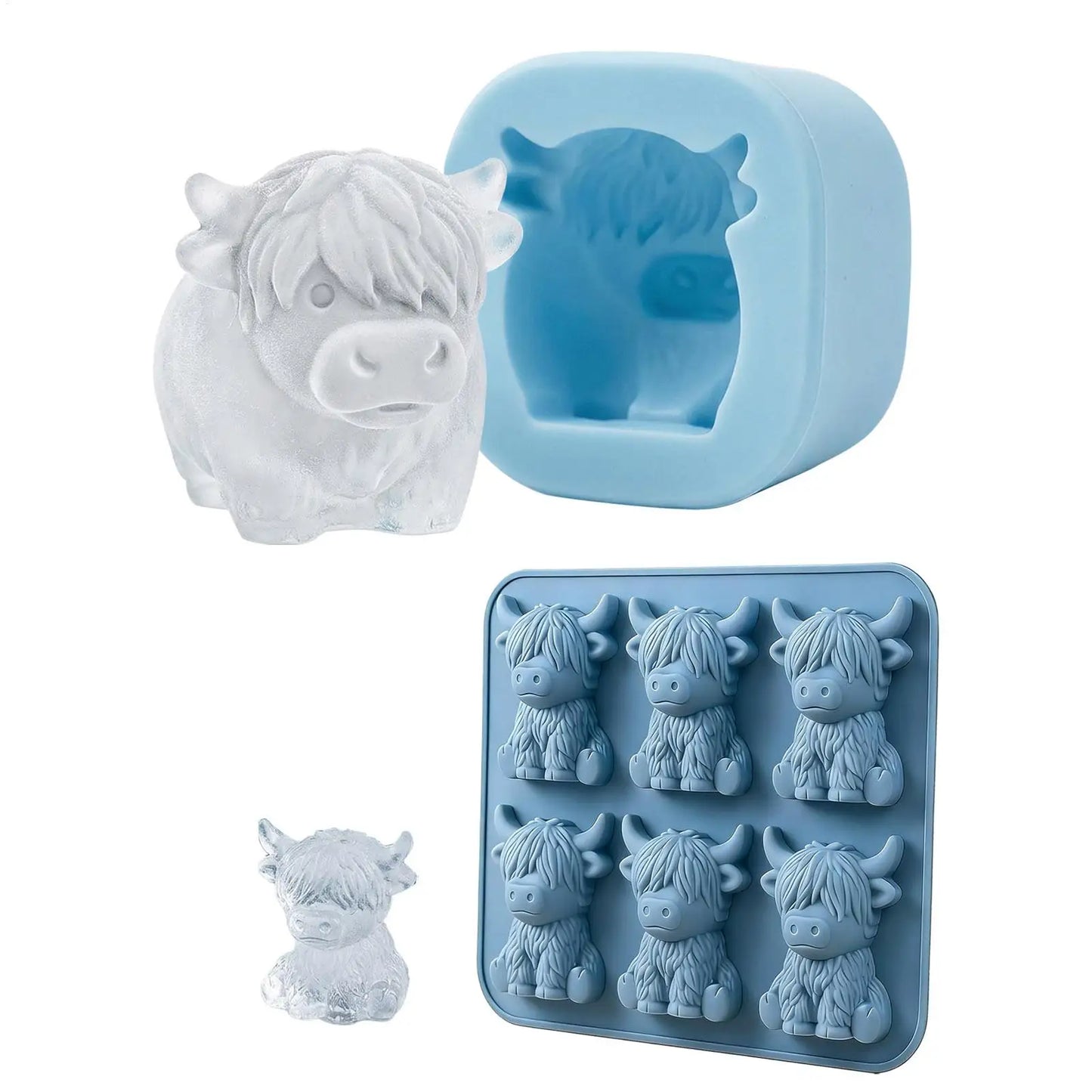 Cute Cow Silicone Ice Cube Tray – 6-Cavity Fun Mold