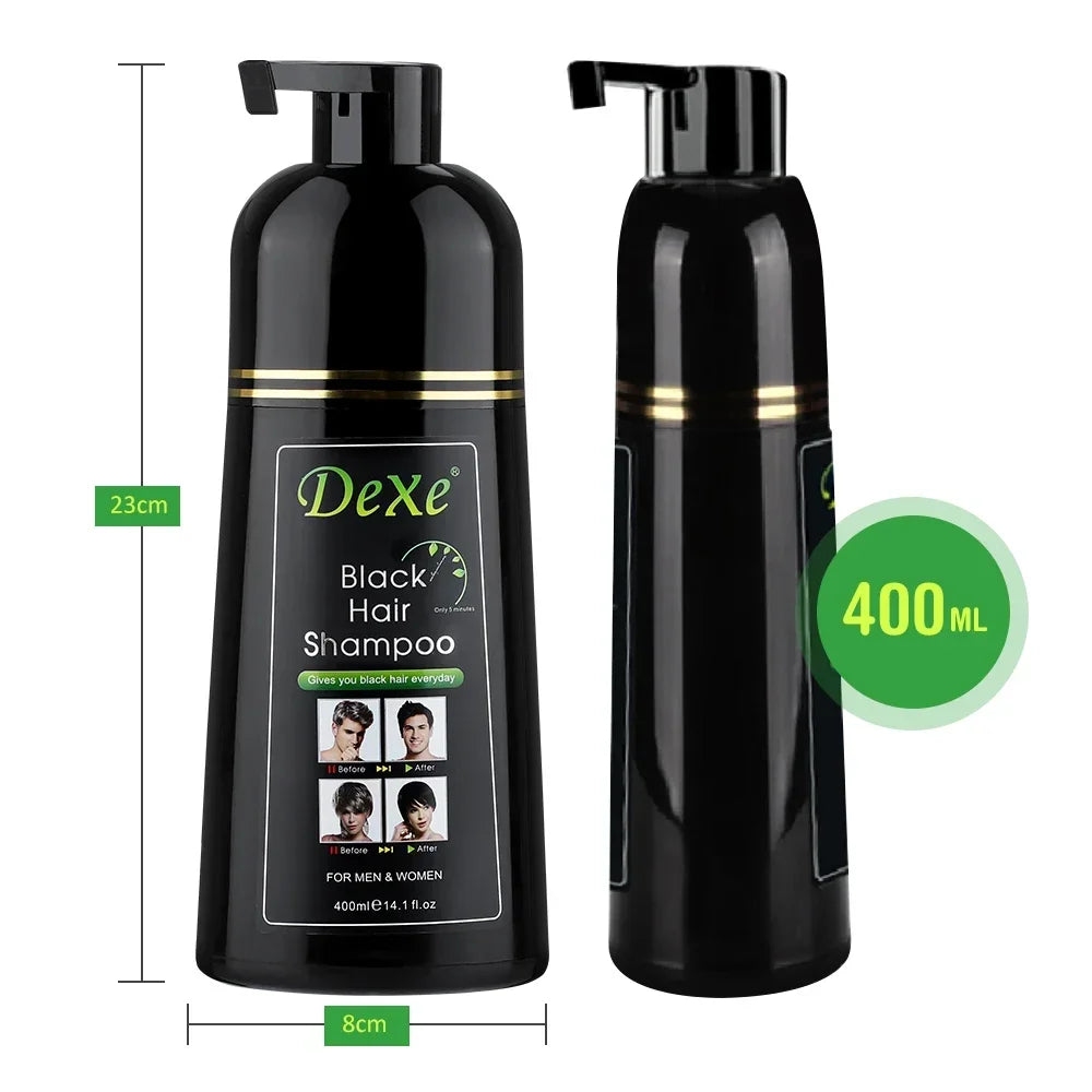 Dexe Herbal Hair Dye Shampoo – Ginseng & Ginger Gray Coverage, Semi-Permanent | 400ml Peaceful Pleasures Health and Wellness