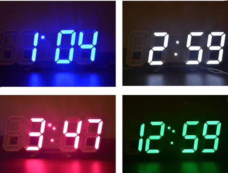 LED Clock Bedroom Home for You Adjustable Digital Wall Clock Hair Accessories Living Room Night Light Mode 3D Decor Decorate Peaceful Pleasures Health and Wellness