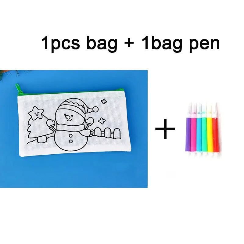 DIY Graffiti Pencil Bag Christmas Gifts Kids Filling Santa Claus