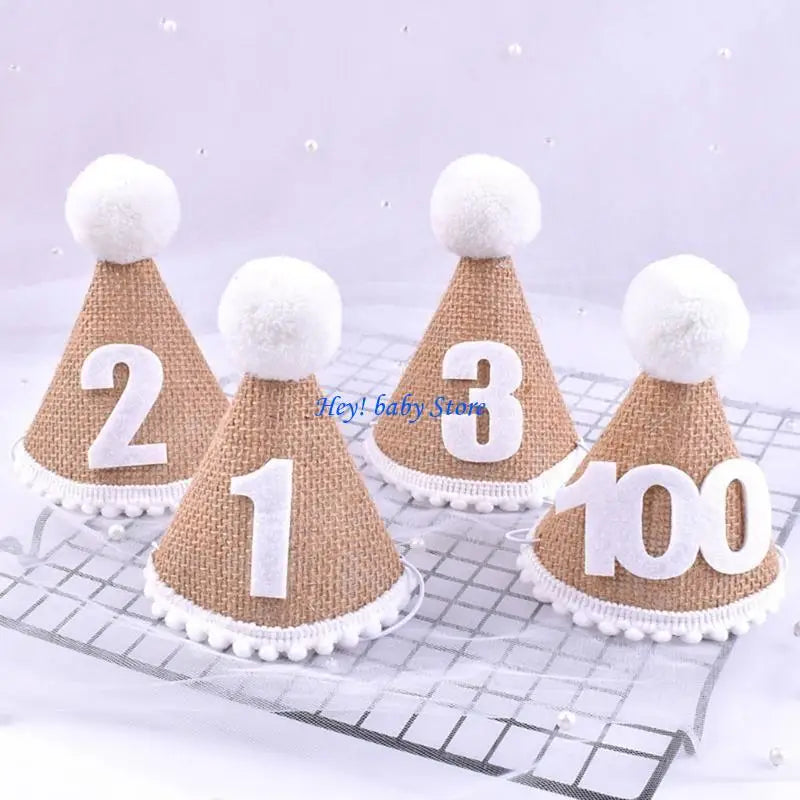 Baby Birthday Crown Hat 0–3Y | Linen Party Hat for Babies