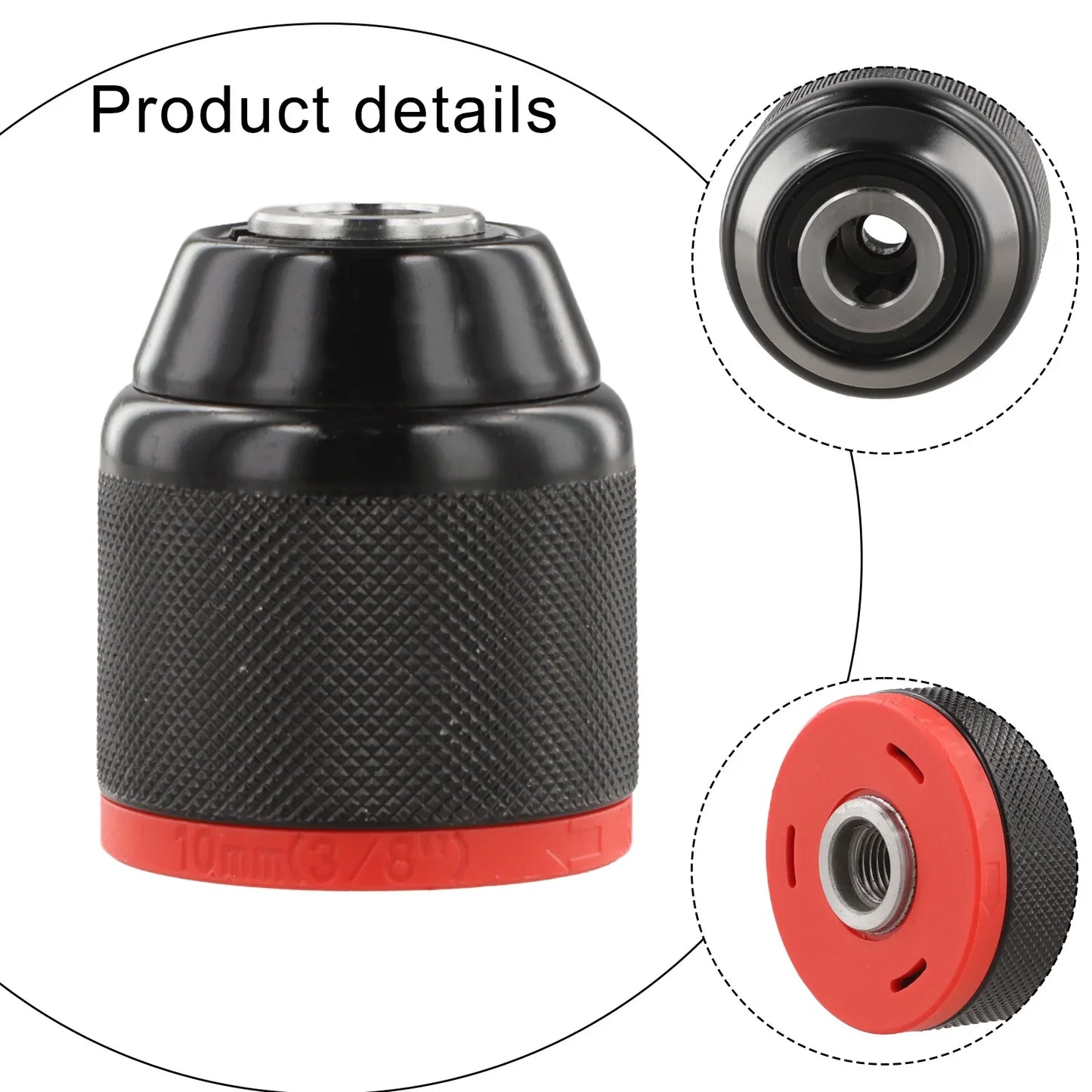 Keyless Ratchet Drill Chuck 0.8–10mm 3/8-24UNF Self-Locking Metal