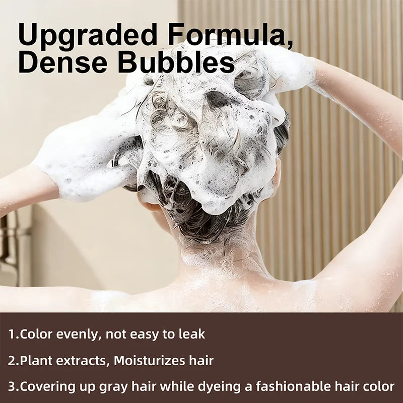 YUITIKUE Brown Hair Dye Shampoo 100ml – 4-in-1 Plant Formula for Gray Coverage Peaceful Pleasures Health and Wellness