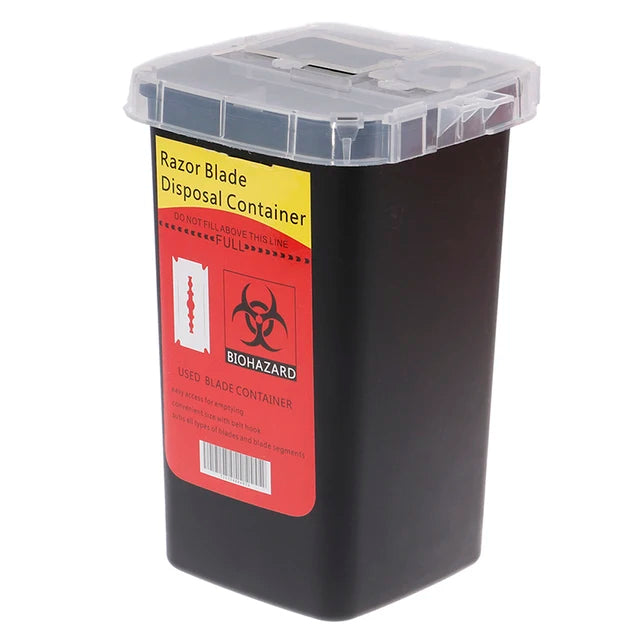 Salon Blade Recycling Bin Waste Razors Blade Storage Case Recycling Disposable Blade Storage Box Barber Shop Tools Accessories ﻿ Peaceful Pleasures Health and Wellness Black