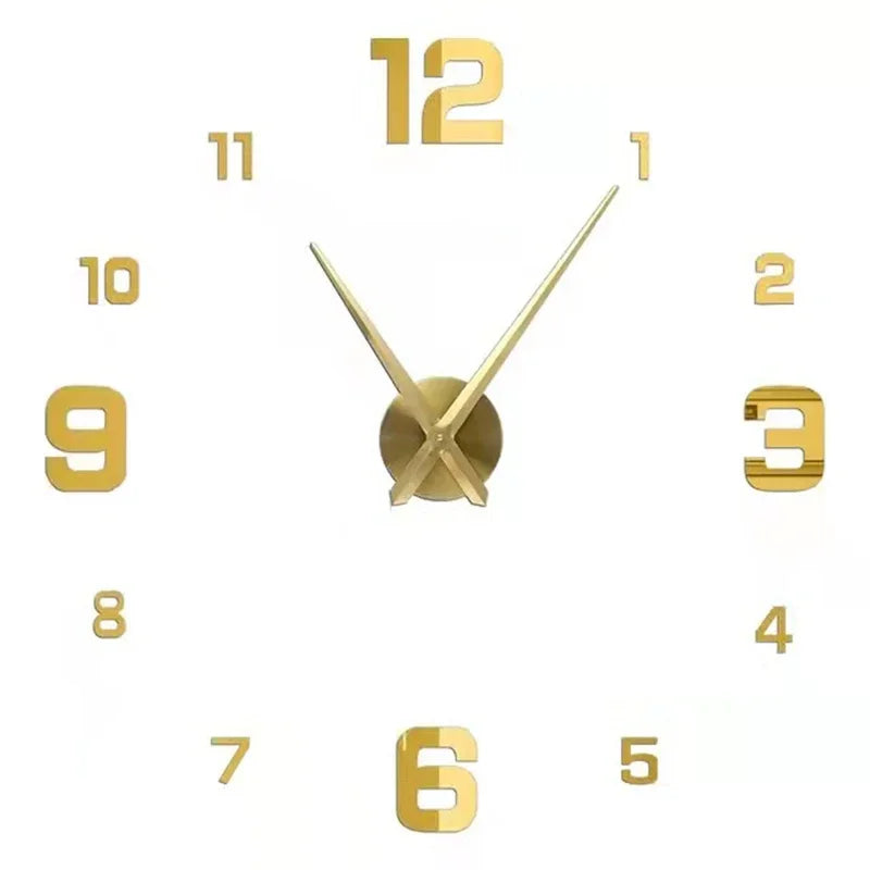 NEW Modern Design Large Wall Clock 3D DIY Quartz Clocks Fashion Watches Acrylic Mirror Stickers Living Room Home Decor Horloge Peaceful Pleasures Health and Wellness 063 Gold 3D Diameter100-130CM