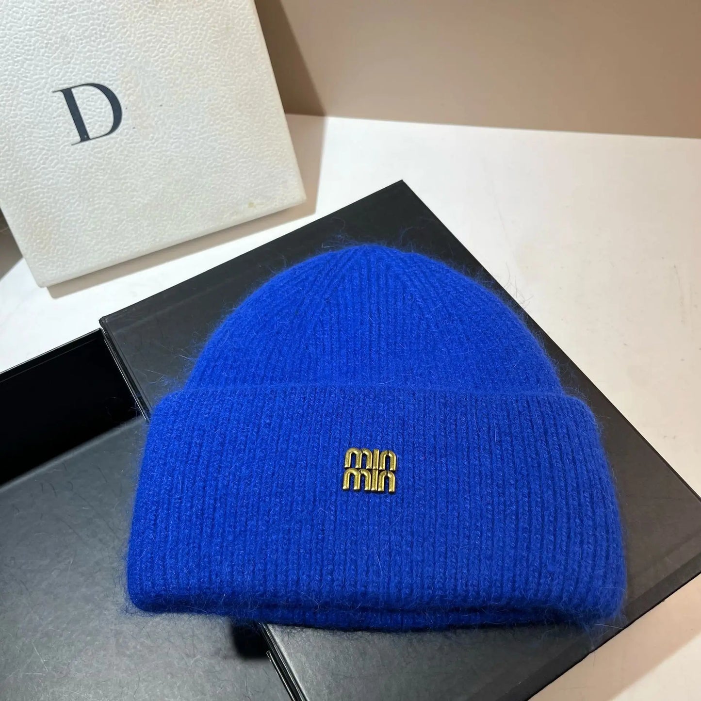 Women's Rabbit Fur Knit Beanie | Warm Winter Ear Protection Hat