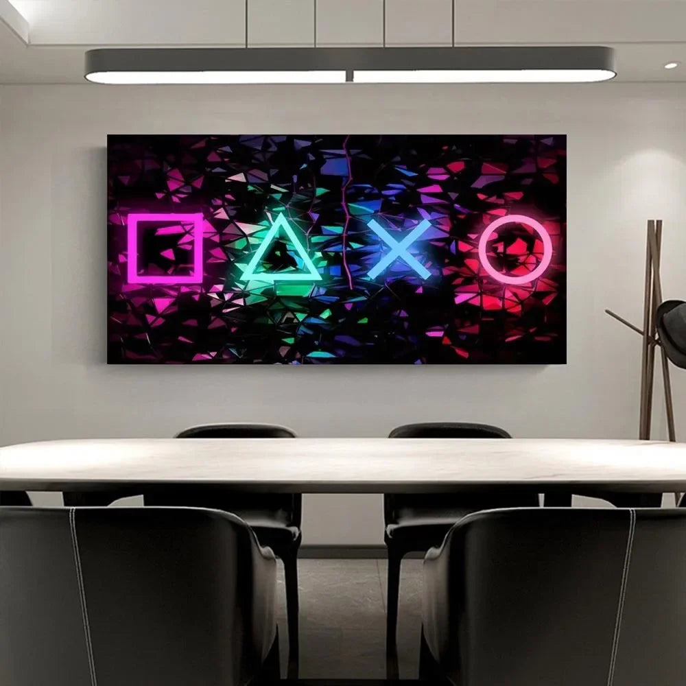Creative Neon Game Symbol Poster Printing, Wall Art Pictures, Boy Room Decoration, Birthday Gift, Wall Decoration, Home Decor Peaceful Pleasures Health and Wellness