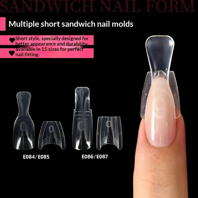 Oval Dual Nail Extension Forms 15 Sizes Sandwich Design 60–300pcs