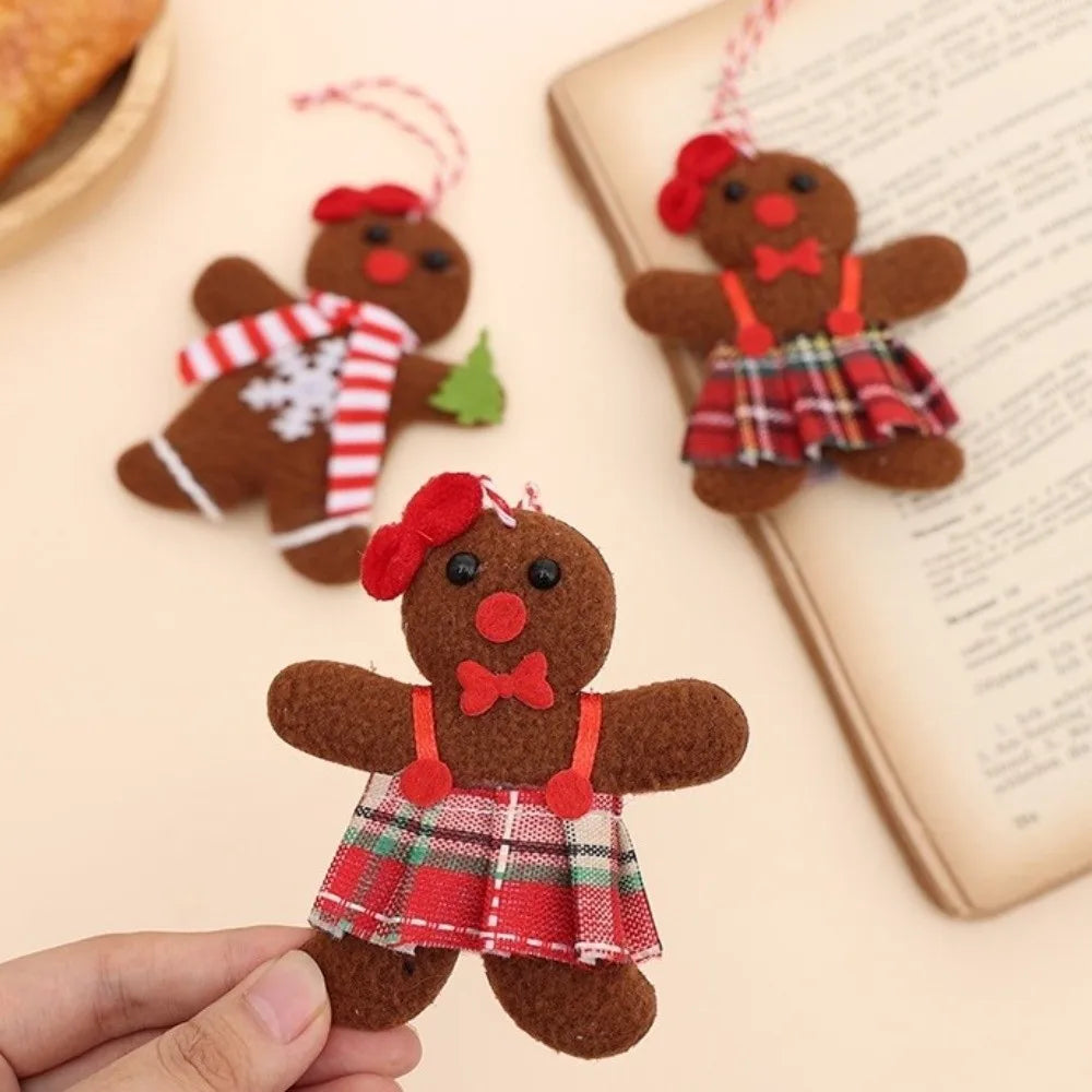 Gingerbread Man Christmas Tree Ornaments – Set of 3 Pendants