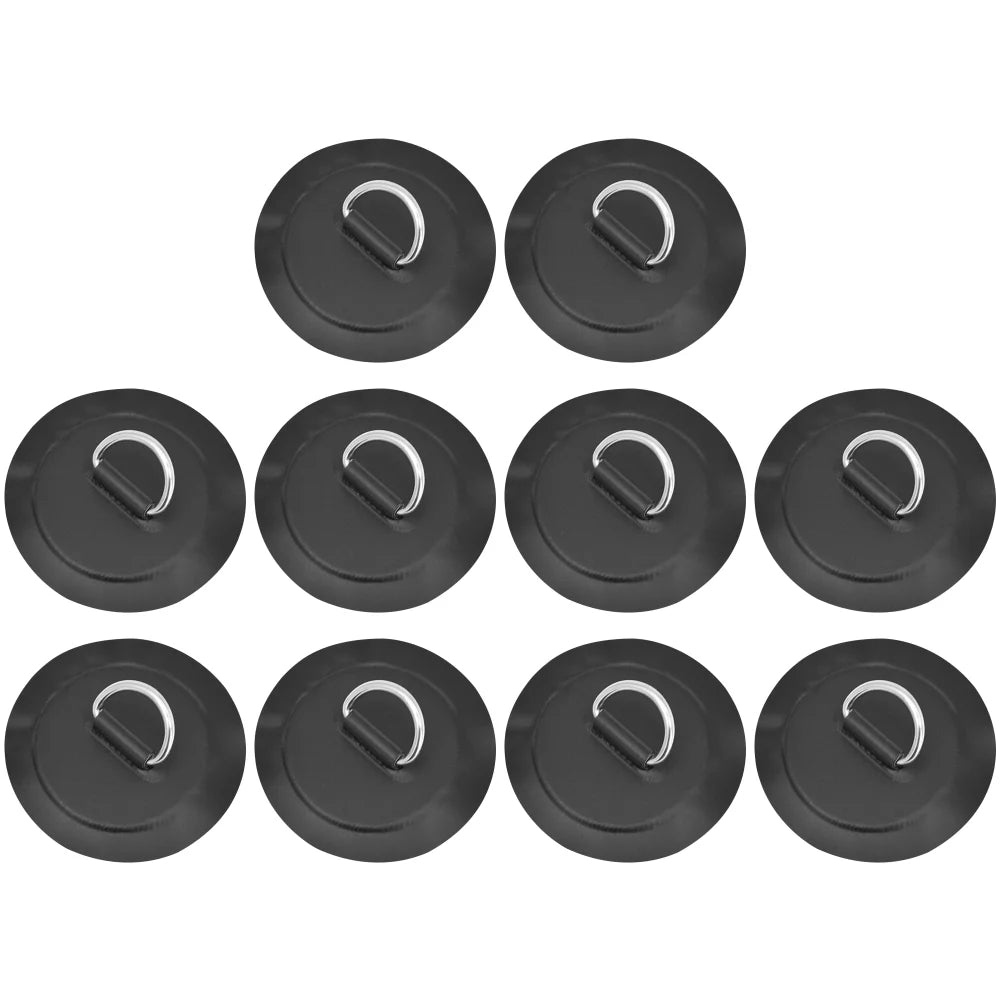Inflatable Boat D-Ring Patch Stainless Steel PVC Pad Buckle For Kayak Raft Canoe Paddle Board SUP Surfboard Replacement Part Peaceful Pleasures Health and Wellness Black 10PCS
