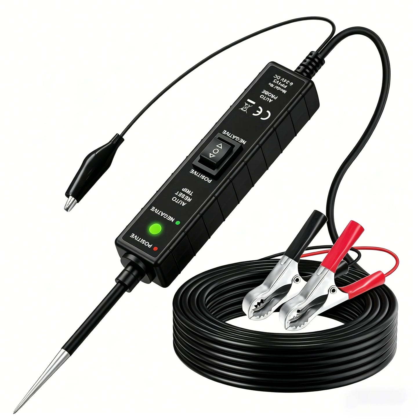 Automotive Circuit Tester 6-24V DC | 13-Ft Probe Test Light Peaceful Pleasures Health and Wellness black