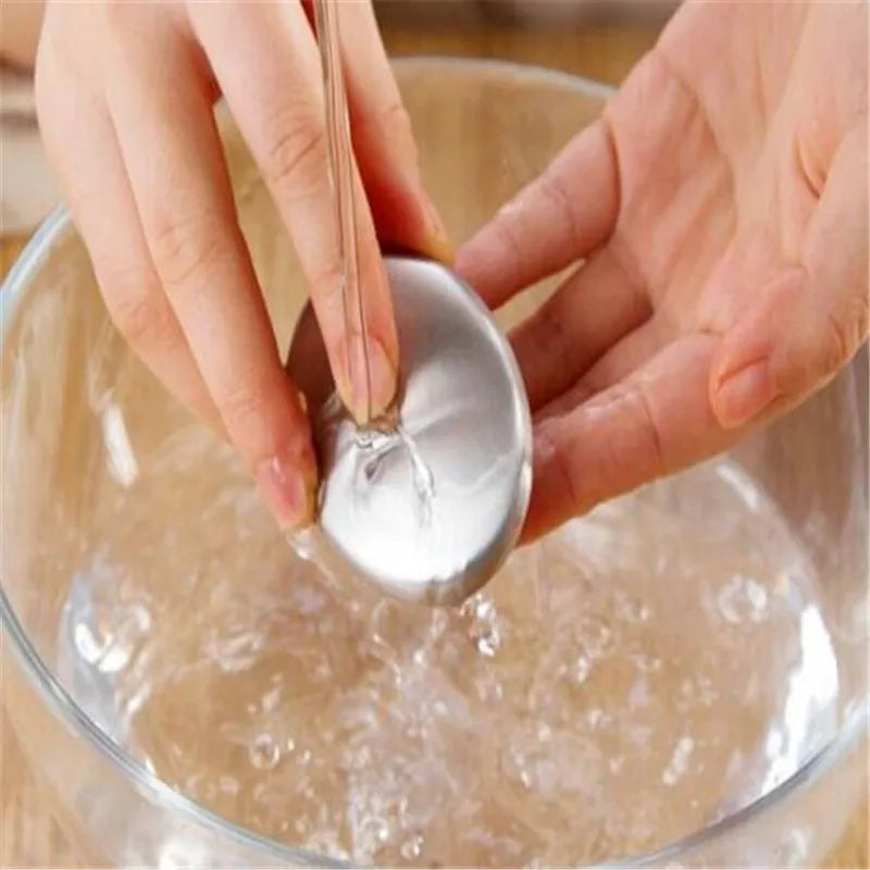 1/2Pcs Stainless Steel Soap Oval Shape Odor Remover Eliminates Garlic Onion Fish Smell for Kitchen and Bathroom Use Peaceful Pleasures Health and Wellness