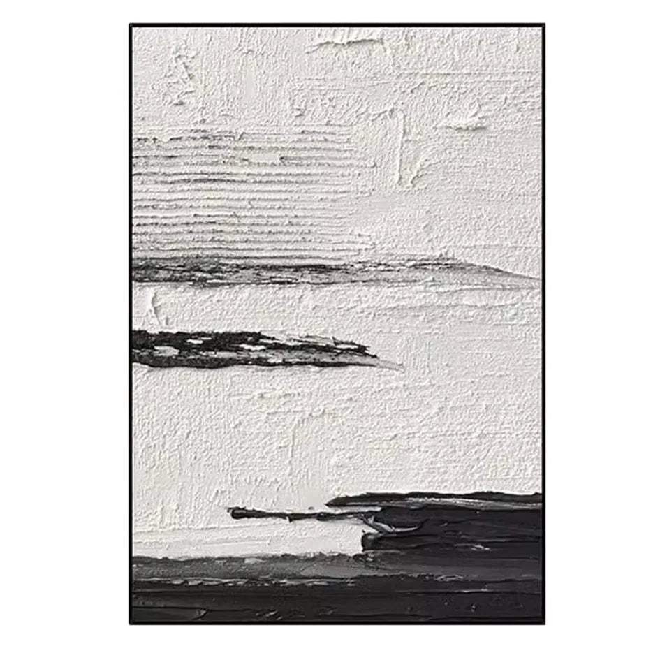 Hand-painted Oil Painting Black and White Modern Minimalist Entrance Three-dimensional Large Floor-to-ceiling Gypsum Painting Peaceful Pleasures Health and Wellness Without frame M Custom