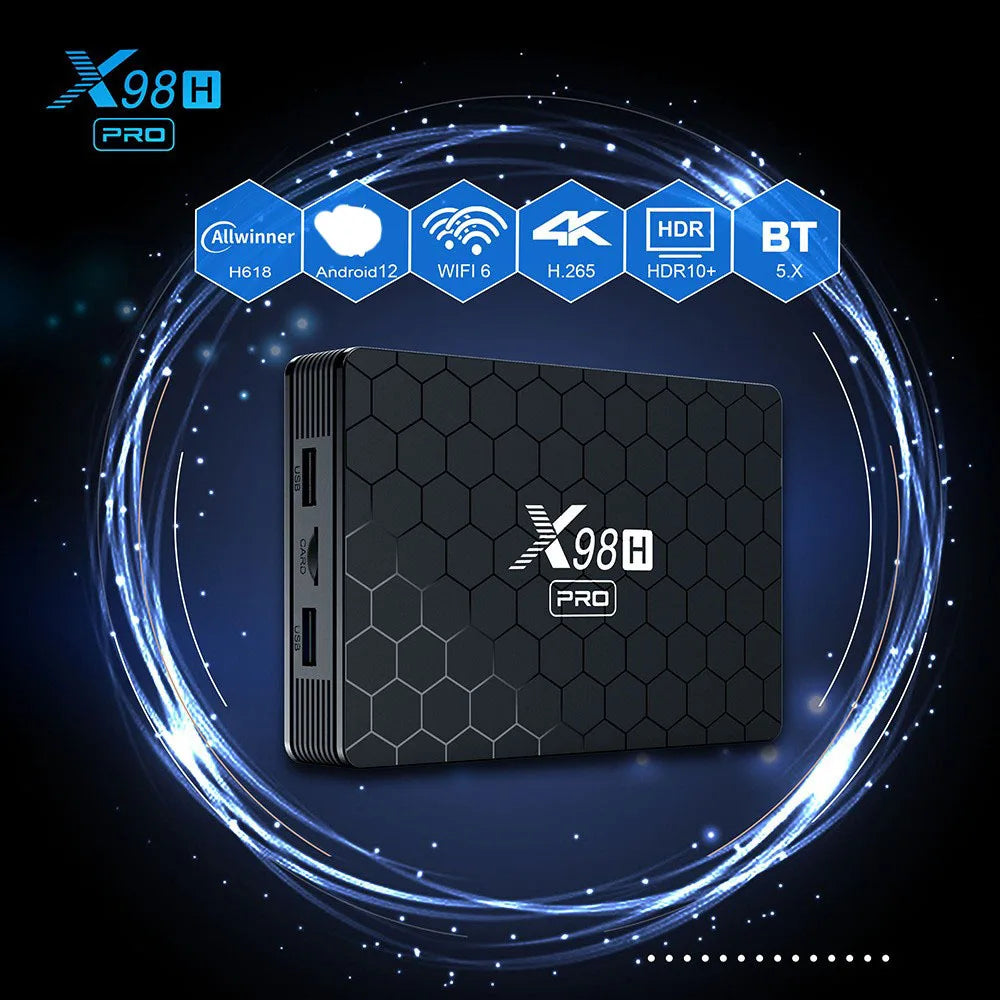 X98H Pro Smart TV Box Allwinner H618 Quad Core Cortex A53 Android 12 4GB RAM 32GB Optional 2GB 16/64GB ROM 2.4G 5G Dual WiFi BT5 Peaceful Pleasures Health and Wellness