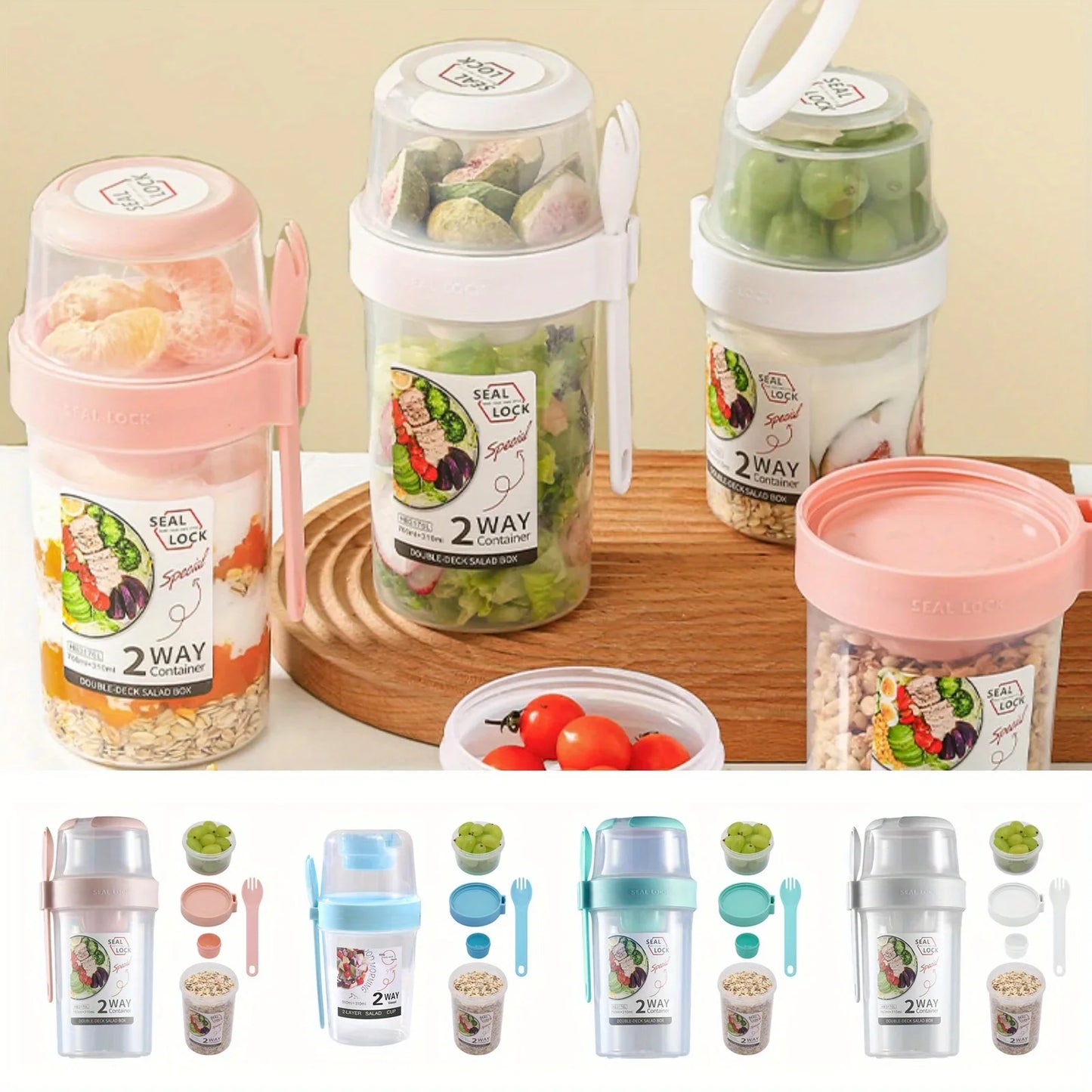Portable Salad Cup with Lid & Fork | Meal Prep Container