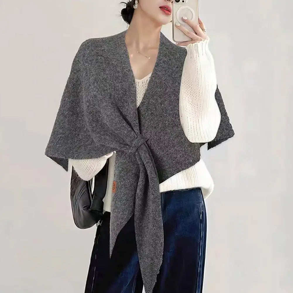 Women's Knitted Triangle Shawl Scarf – Warm Wool Blend Wrap Knitted Shawl Scarf Peaceful Pleasures Health and Wellness