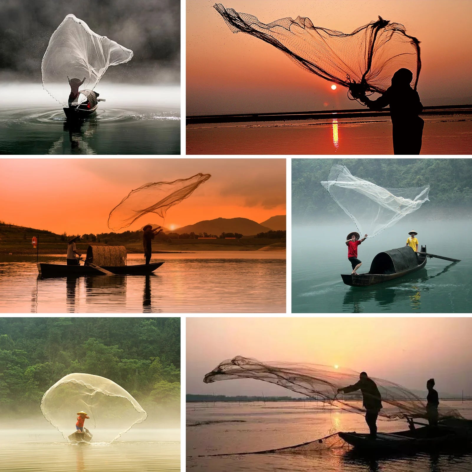 240/360/480CM Diameter Fishing Cast Net Folded Casting Net with Sinkers Throw Nets for Saltwater Fishing Bait Trap Rivers Peaceful Pleasures Health and Wellness
