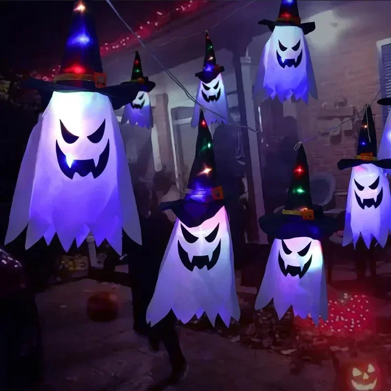 LED Ghost Hanging Lamp Halloween Spooky Decor Haunted House Indoor